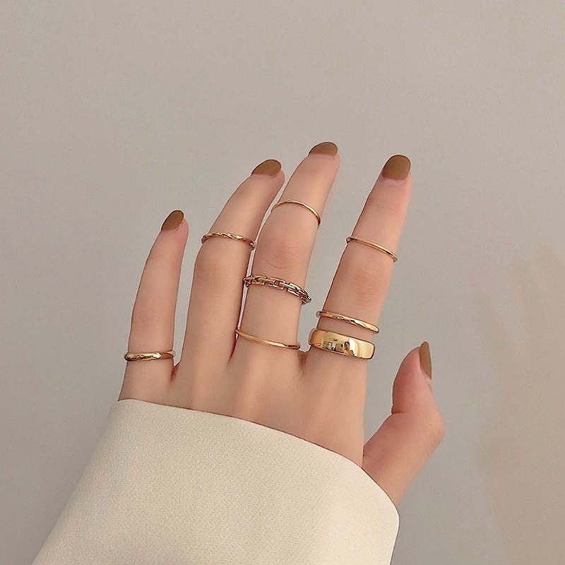 Ygt Set 7 Nhẫn Đeo Tay Kim Loại Dạng Hở Thời Trang Cho Nữ
