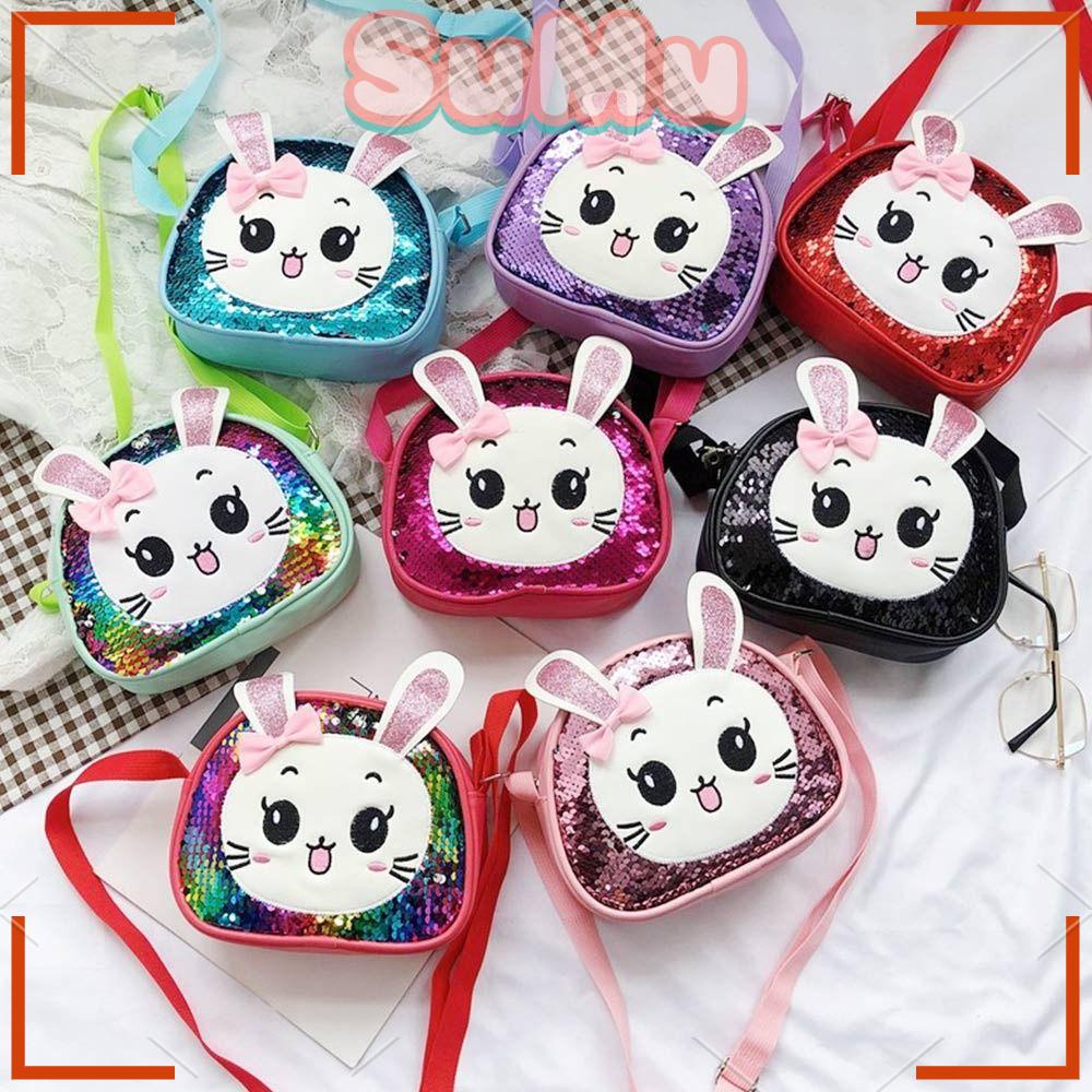 SUMU Túi Đeo Chéo Da Pu Hình Thỏ Đính Kim Sa Thời Trang Xinh Xắn Cho Bé Gái