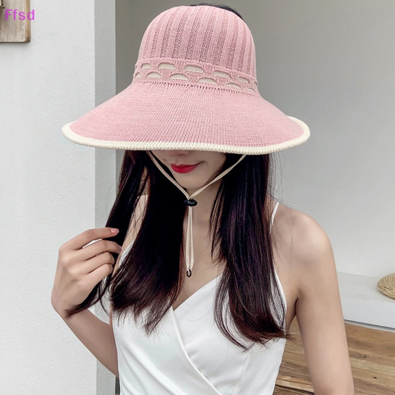 {Ffsd} Mũ Cói Rộng Vành Hở Chóp Thoáng Khí Đính Nơ Có Thể Gập Lại Cho Nữ Đi Biển Du Lịch Ngoài Trời Bán Chạy