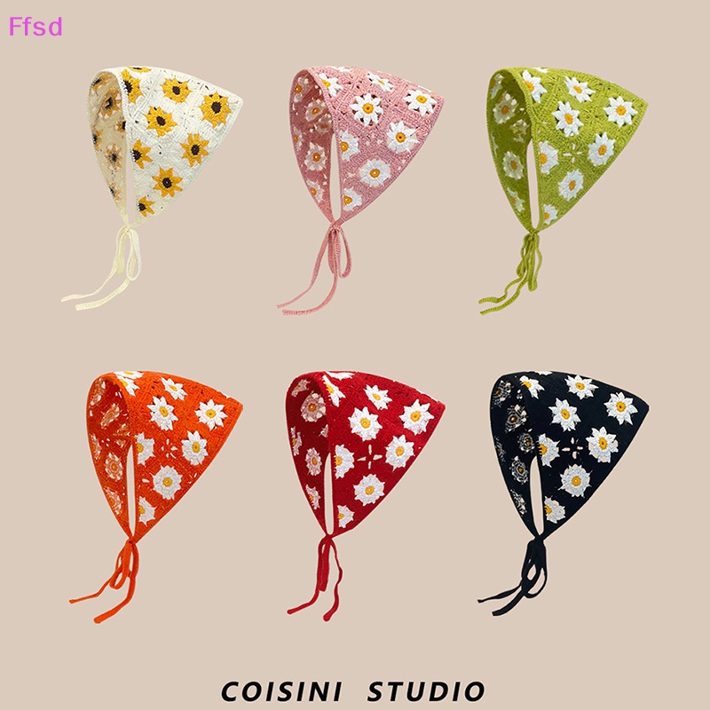 {Ffsd} Khăn Quấn Đầu Hình Tam Giác Đan Móc Thủ Công Hàn Quốc Ngọt Ngào Dễ Thương * Bán Chạy