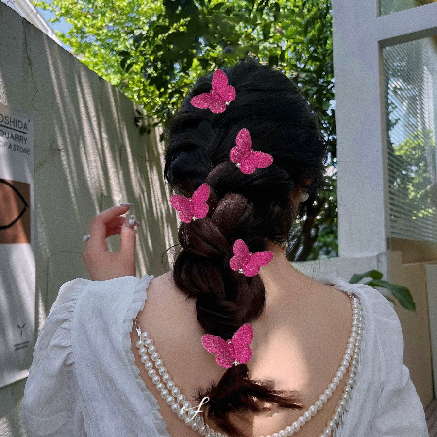 Set 5 Kẹp Tóc Nhựa Hình Bướm Dễ Thương Cho Bé Gái