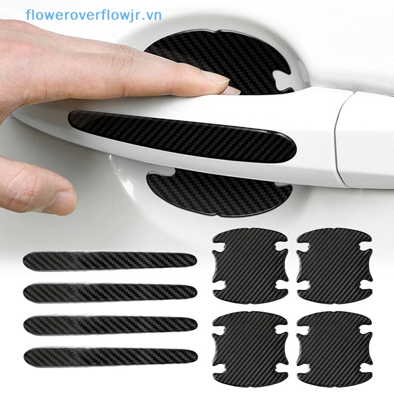 Bộ 4 / 8 Miếng Dán Bảo Vệ Tay Cầm Cửa Xe Hơi Chống Trầy Bằng Sợi Carbon