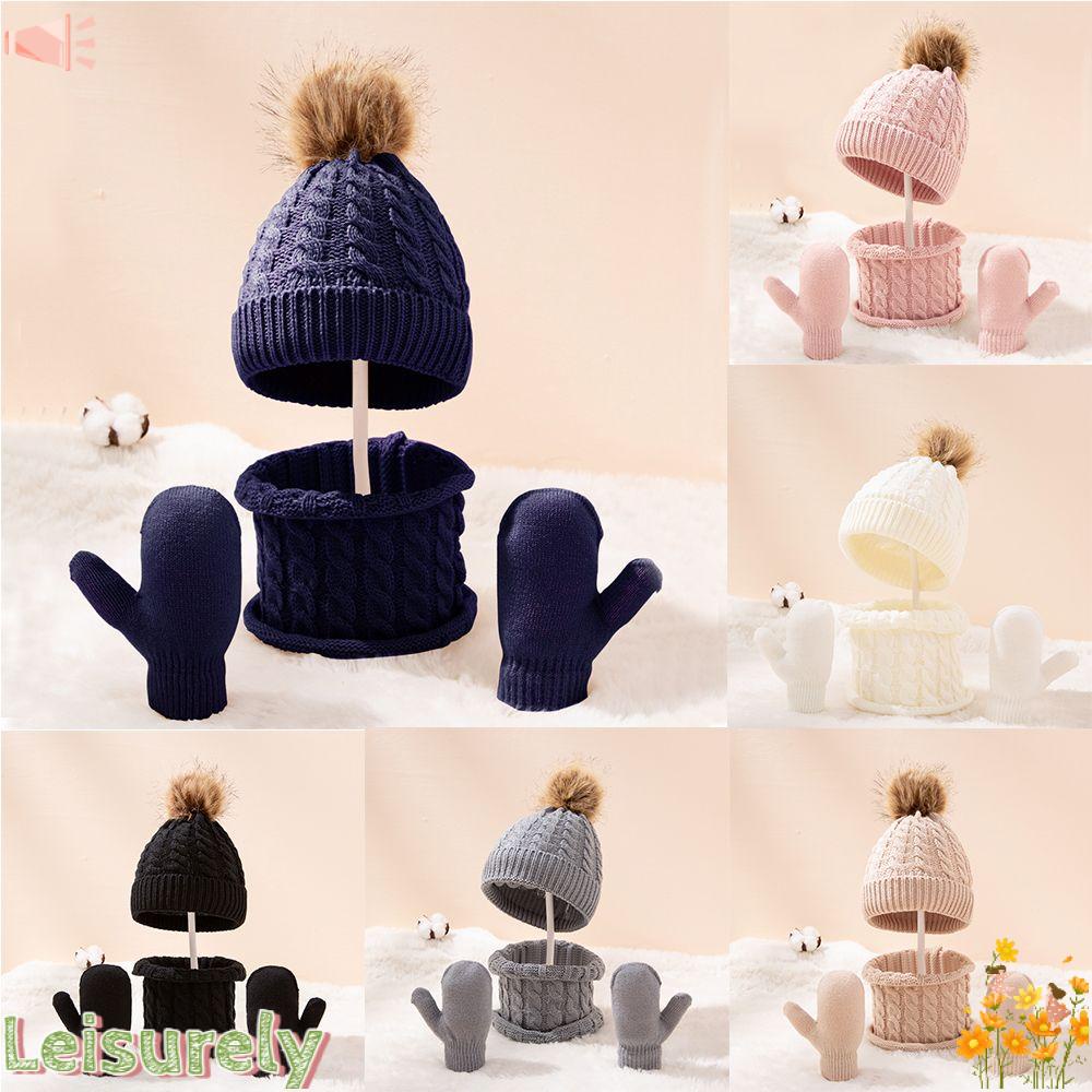 LEILY Set Mũ + Găng Tay + Khăn Choàng Cổ Màu Sắc Xinh Xắn Cho