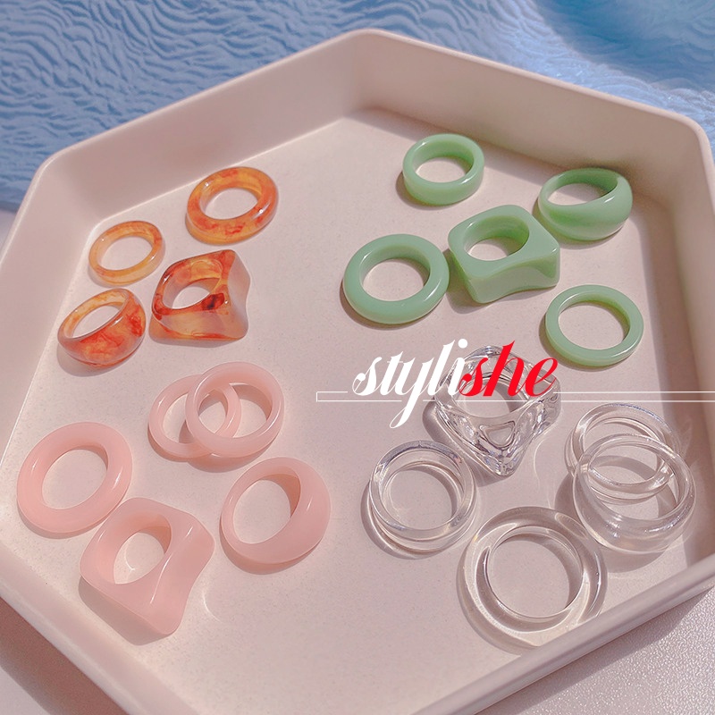 Nhẫn Nhựa Resin Phong Cách hiphop Thời Trang Hàn Quốc Cho Cặp Đôi