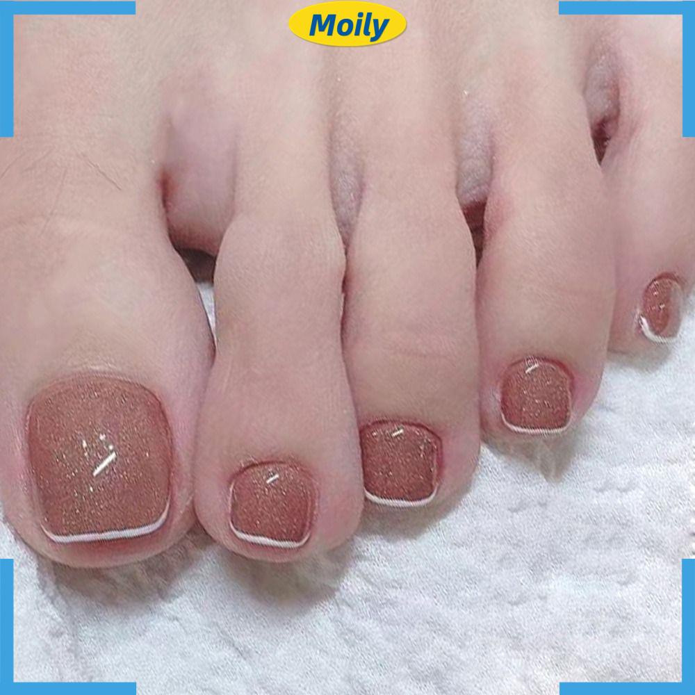 MOILYVN Set 24 Móng Chân Giả Hình Vuông Phong Cách Pháp Cho Nữ