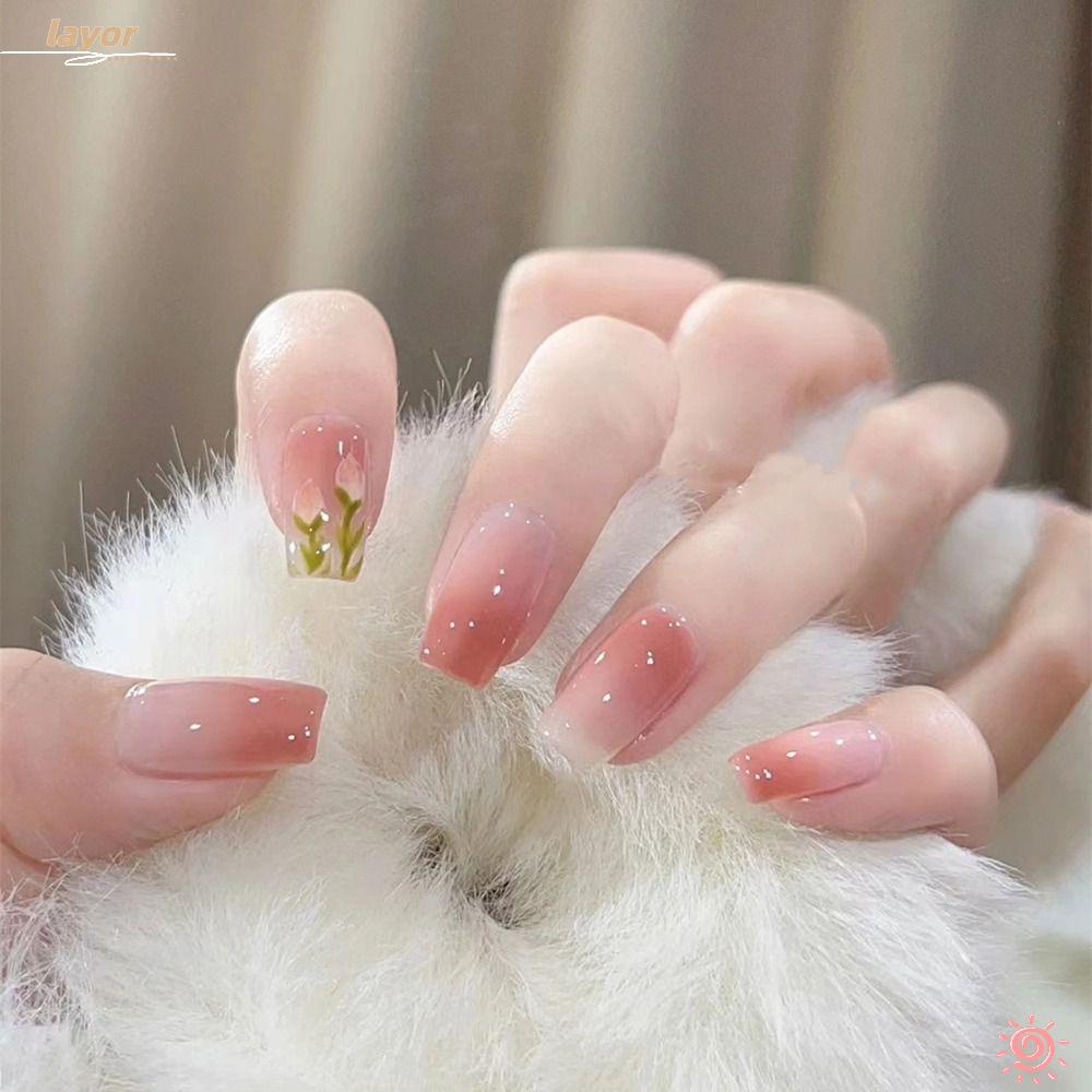 LAY Bộ Móng Tay Giả Bằng Acrylic Thời Trang Có Thể Tháo Rời Cho Nữ