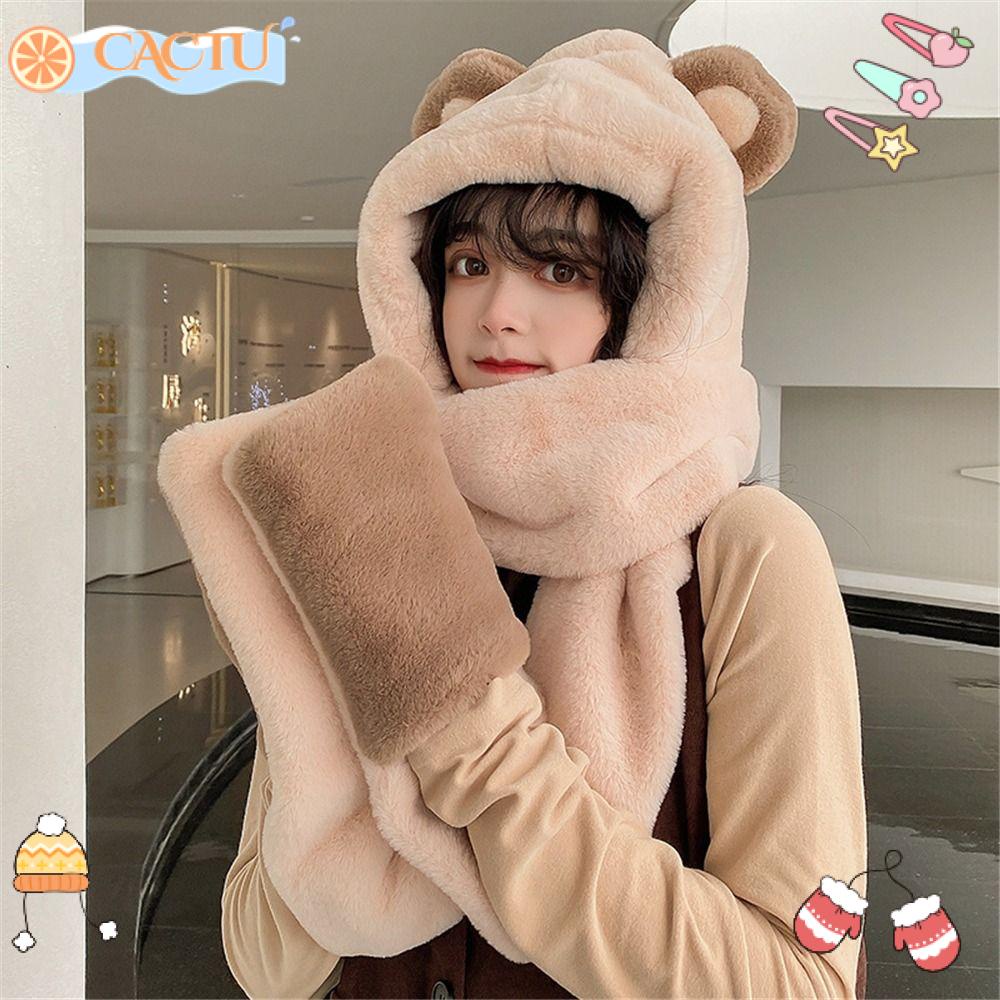 CACTU Mũ Trùm Đầu Giả Lông Thú Cho Nữ