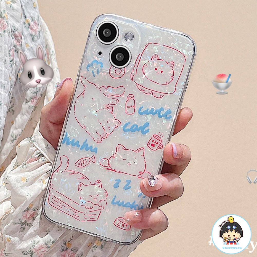 Ốp Điện Thoại TPU Dẻo Màu Laser Họa Tiết Hoạt Hình Chú Mèo Dễ Thương Chống Sốc Cho IPhone 11 12 13 14 Pro Max
