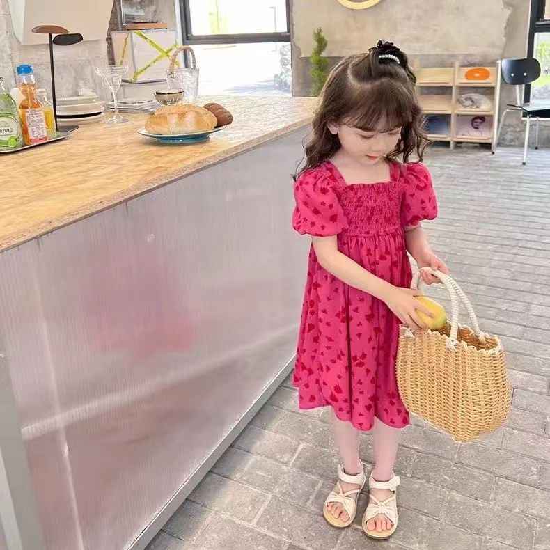 Đầm Múa Ba Lê Cổ Vuông In Hoa Thời Trang Mùa Hè 2023 Cho Bé Gái 1-12 Tuổi