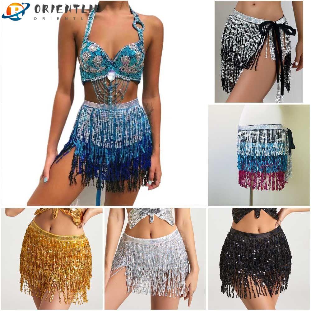 ORIENTLII Chân Váy Tua Rua Đính Kim Sa Phong Cách Bohemian Quyến Rũ Cho Nữ