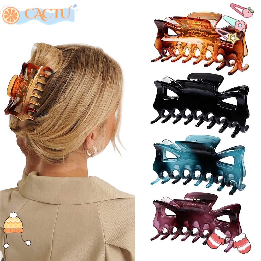 CACTU Kẹp Tóc Càng Cua Lớn In Họa Tiết Da Báo
