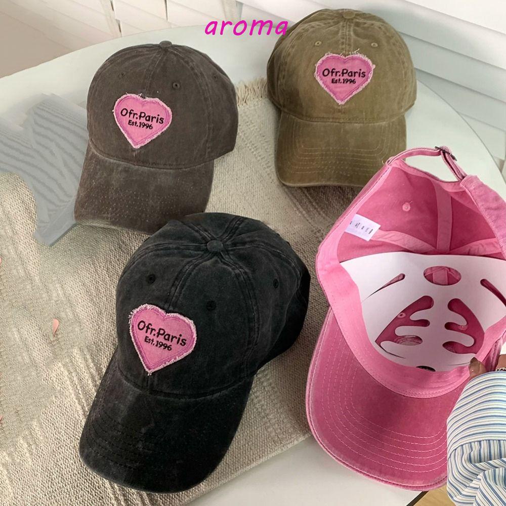 AROMA Nón Lưỡi Trai Họa Tiết Trái Tim Đơn Giản Phong Cách Hàn Quốc Cho Nữ