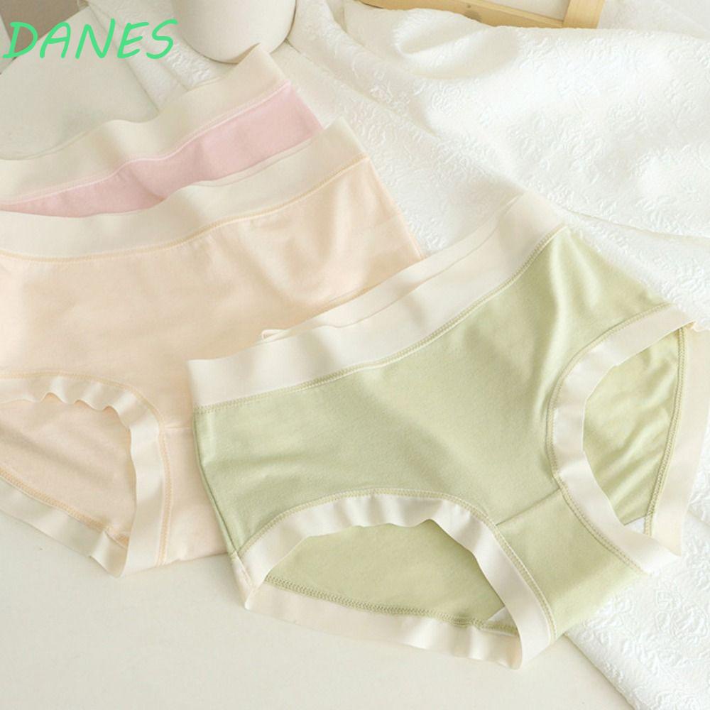 DANES Quần Lót Cotton Lưng Vừa Màu Sắc Đơn Giản Cho Nữ