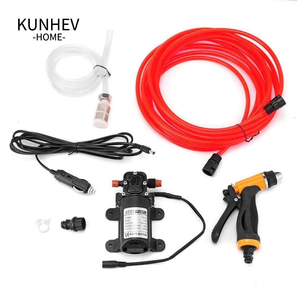 KUNHEV Bộ Máy Bơm Nước Áp Suất Cao 12V Kèm Bộ Chuyển Đổi Chuyên Dụng Rửa Xe Hơi