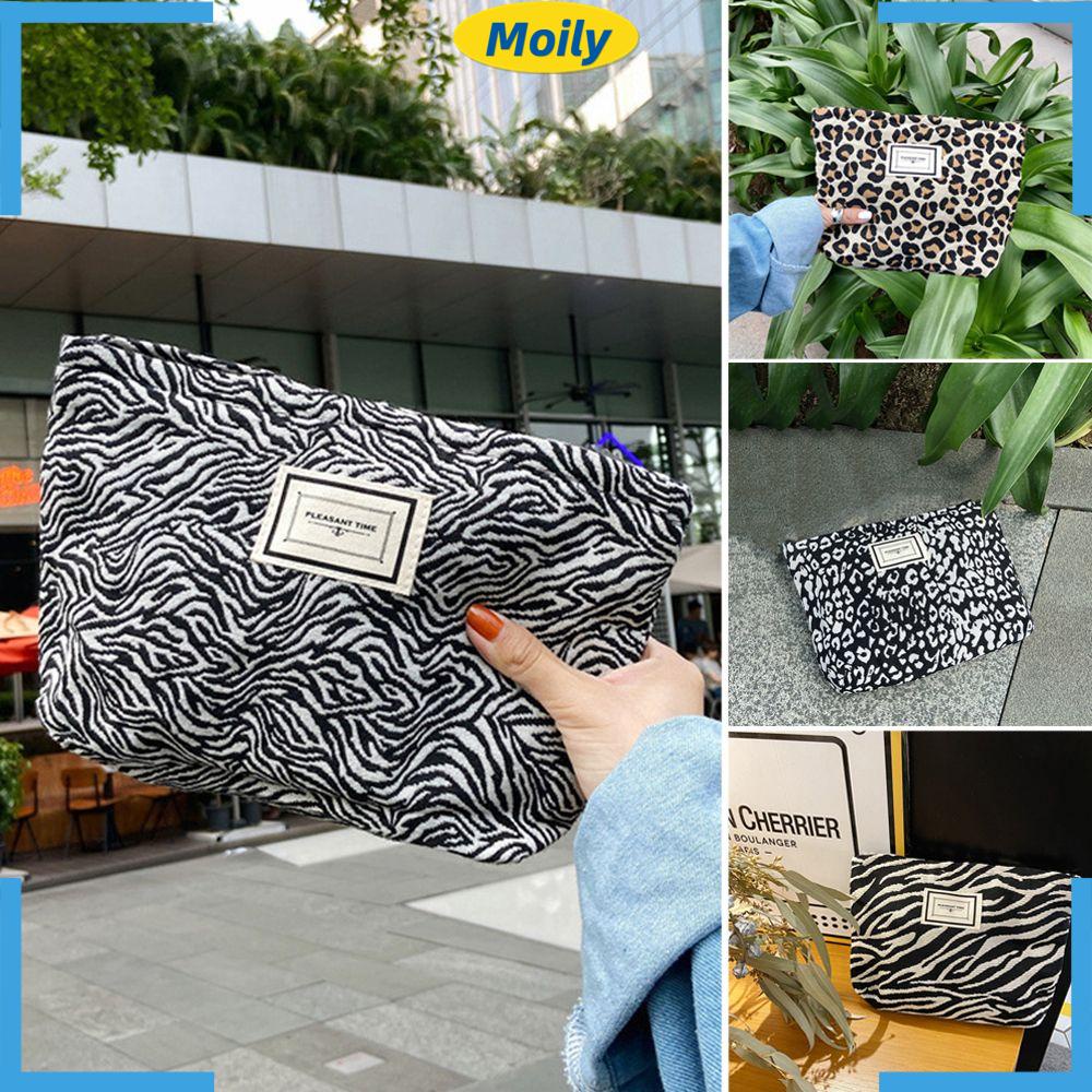 MOILYVN Túi Đựng Mỹ Phẩm Bằng Vải Bố Có Khoá Kéo