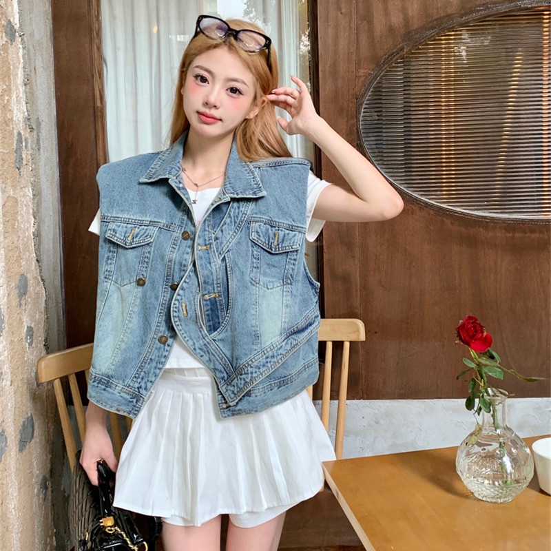 Áo Khoác Denim Không Tay Thời Trang Mùa Hè Quyến Rũ Cho Nữ