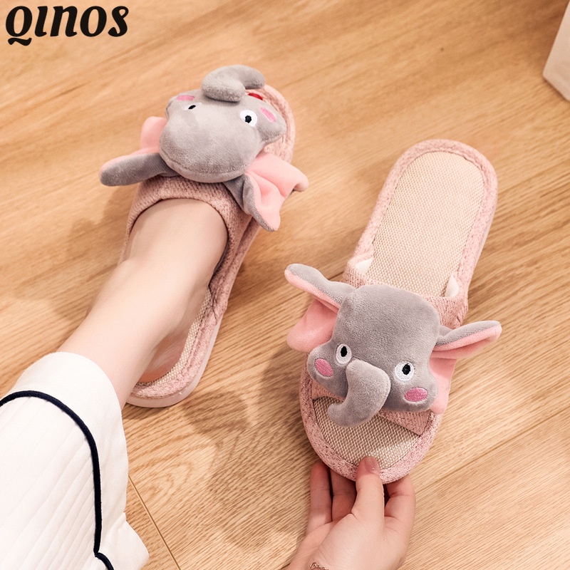 Dép Xỏ Ngón Vải Lanh Thêu Hoạt Hình Dễ Thương Cho Cặp Đôi