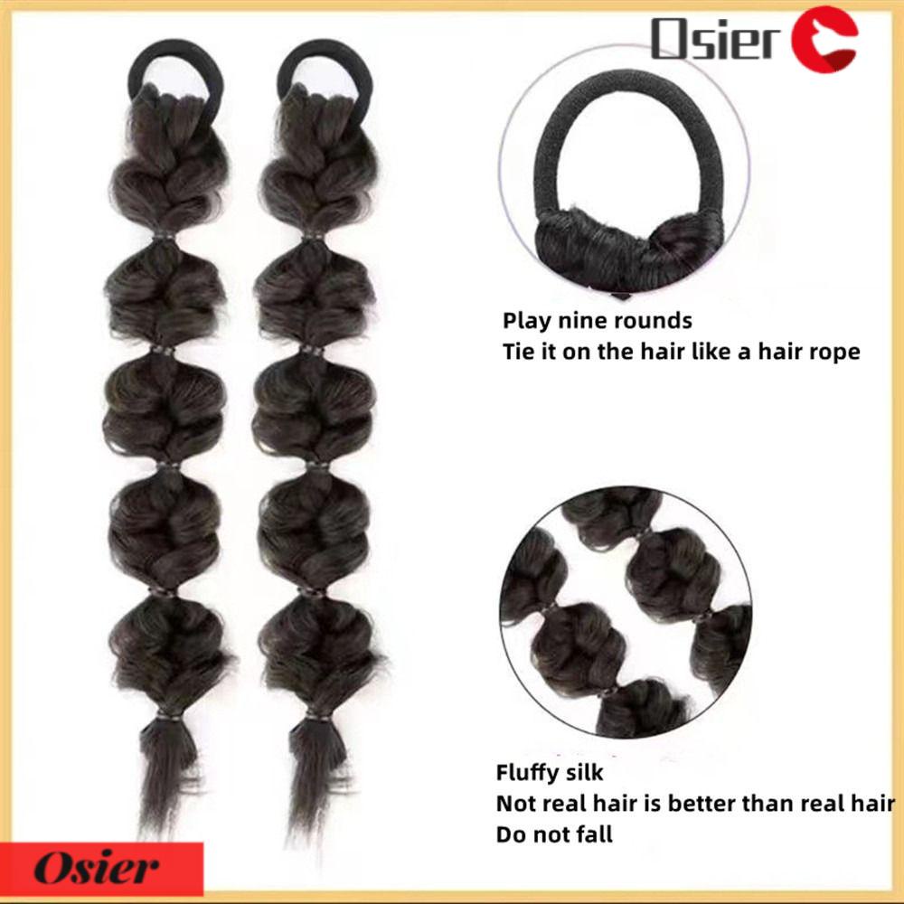OSIER1 Băng Đô Tóc Giả Thắt Bím Bằng Cao Su Cho Nữ