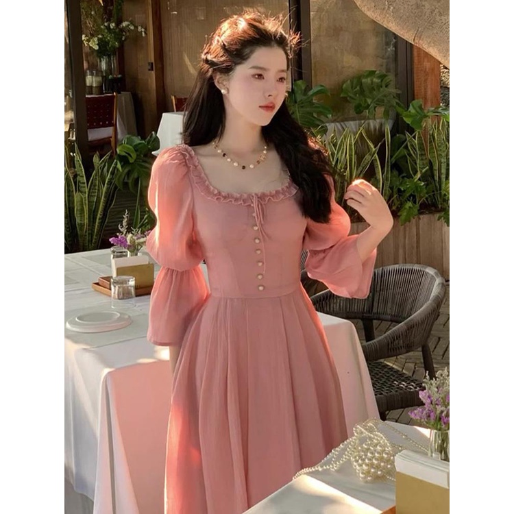 Đầm Hồng Thời Trang Pháp 2023 Mới Mẻ Nữ Tính Ngọt Ngào
