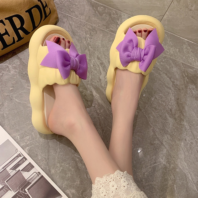 Dép sandal đế mềm dày 、bên ngoài dễ thương nơ 、mùa hè dành cho nữ