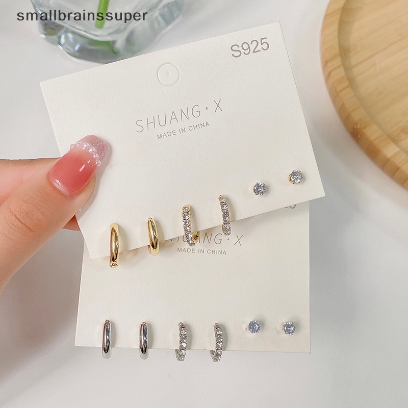 1 Set Bông Tai Tròn Nhỏ Bằng Kim Loại Thời Trang Cho Nữ SBS