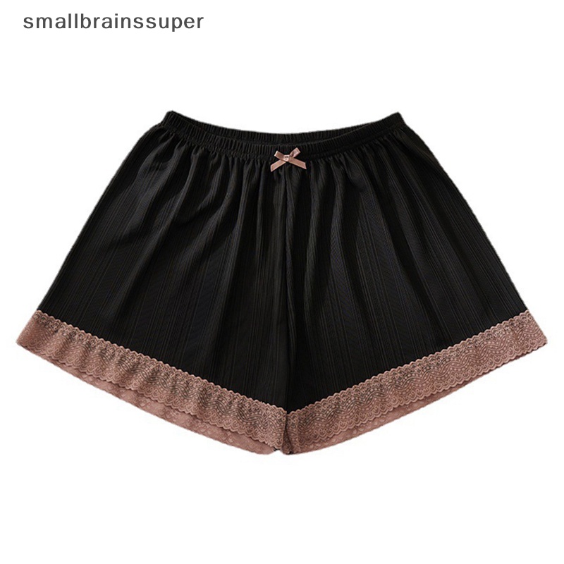 Smallbrainssuper Quần Short An Toàn Mặc Dưới Váy Bằng Lụa Lạnh Phối Ren Màu Tương Phản Chống Lộ Hàng Mới Dành Cho Bạn Nữ SBS