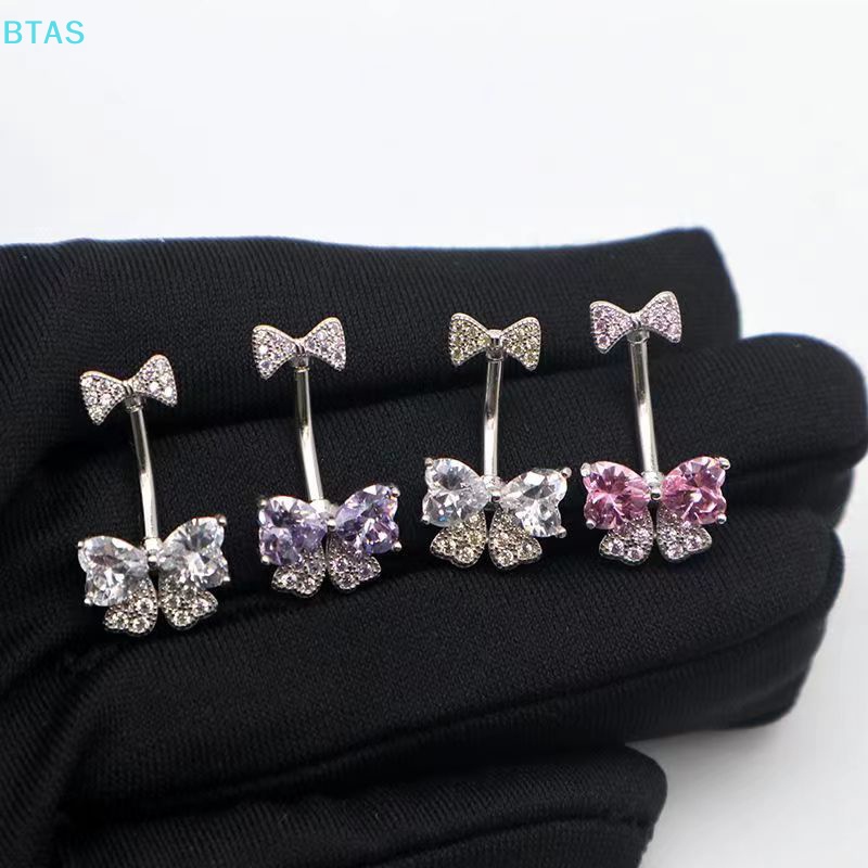 Khuyên Rốn Hình Nơ Đính Đá Zircon Thời Trang Cho Nữ