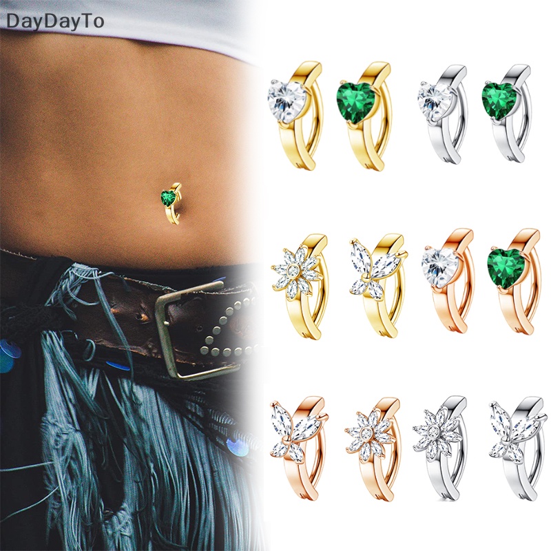 Khuyên Rốn Hình Trái Tim / Bướm Đính Đá Zircon Thời Trang Cho Nữ