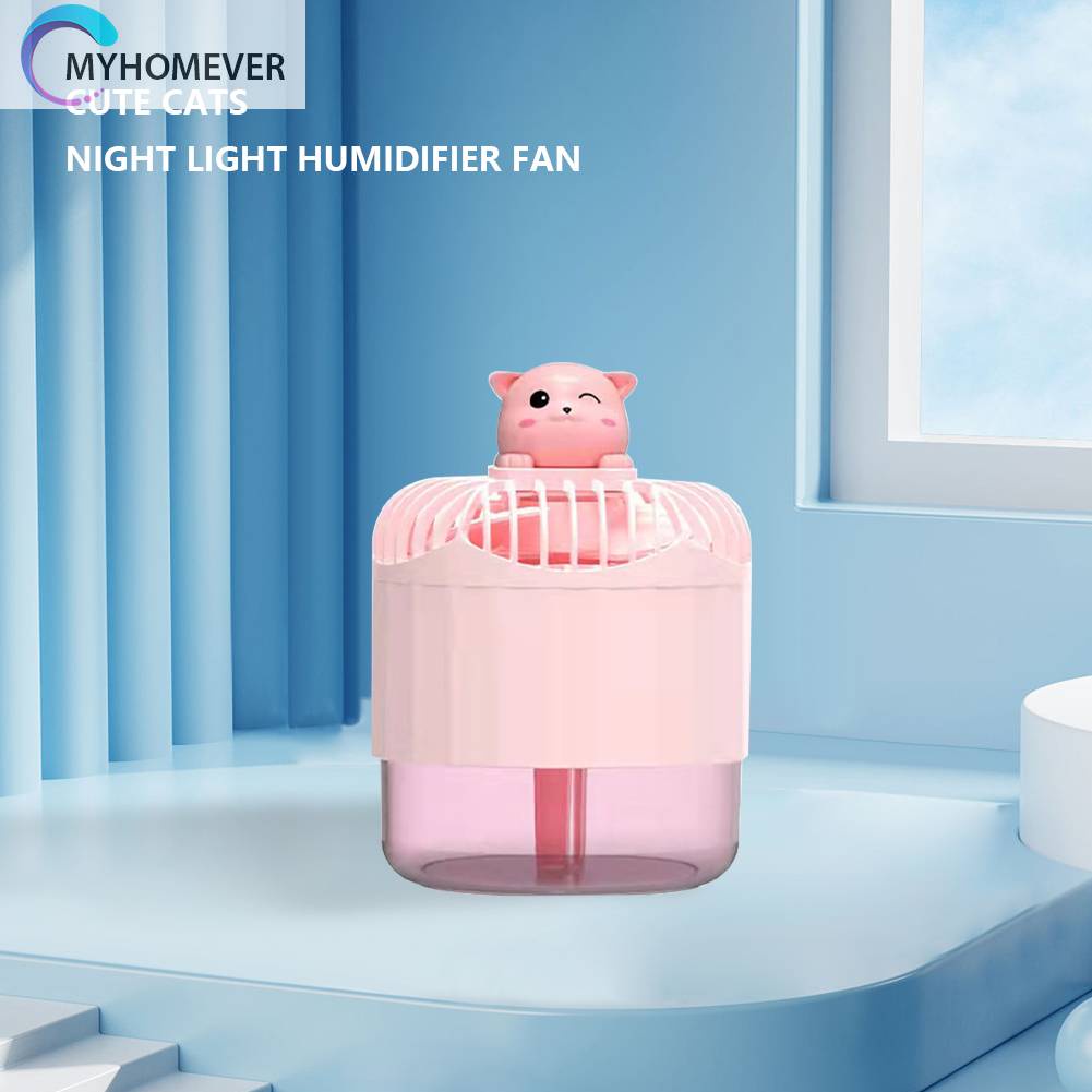 Quạt Làm Mát USB Hình Mèo Dễ Thương Có Đèn Ngủ