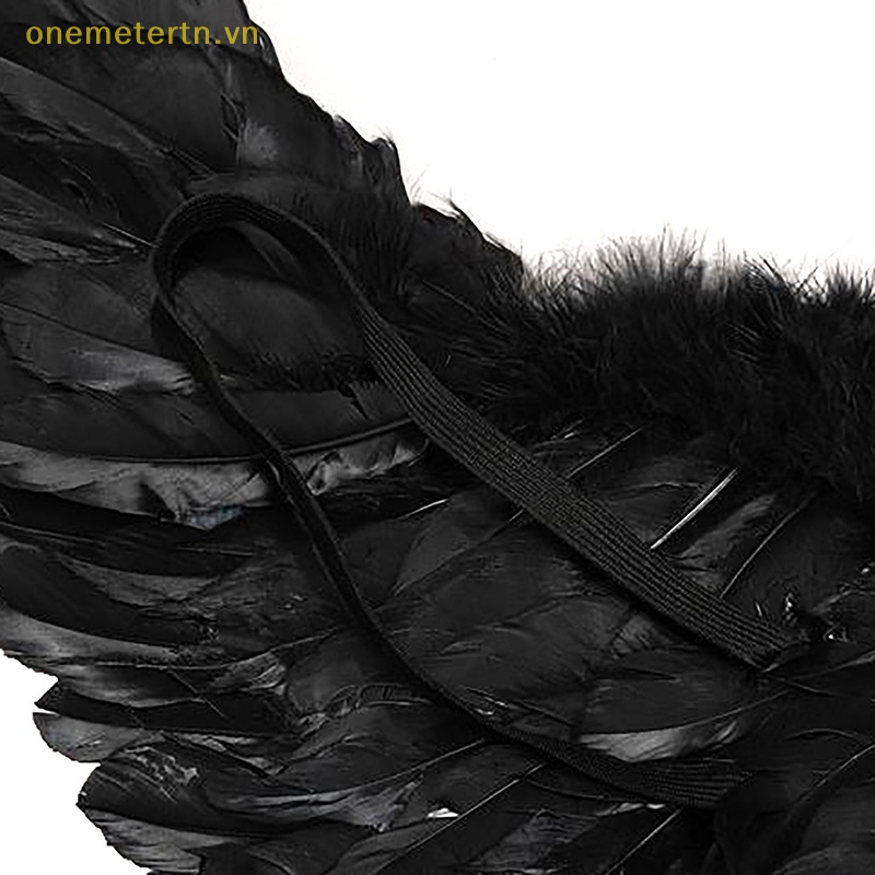 1 Đôi Cánh Thiên Thần Lông Vũ Trắng Đen Dành Cho Trẻ Em Và Người Lớn