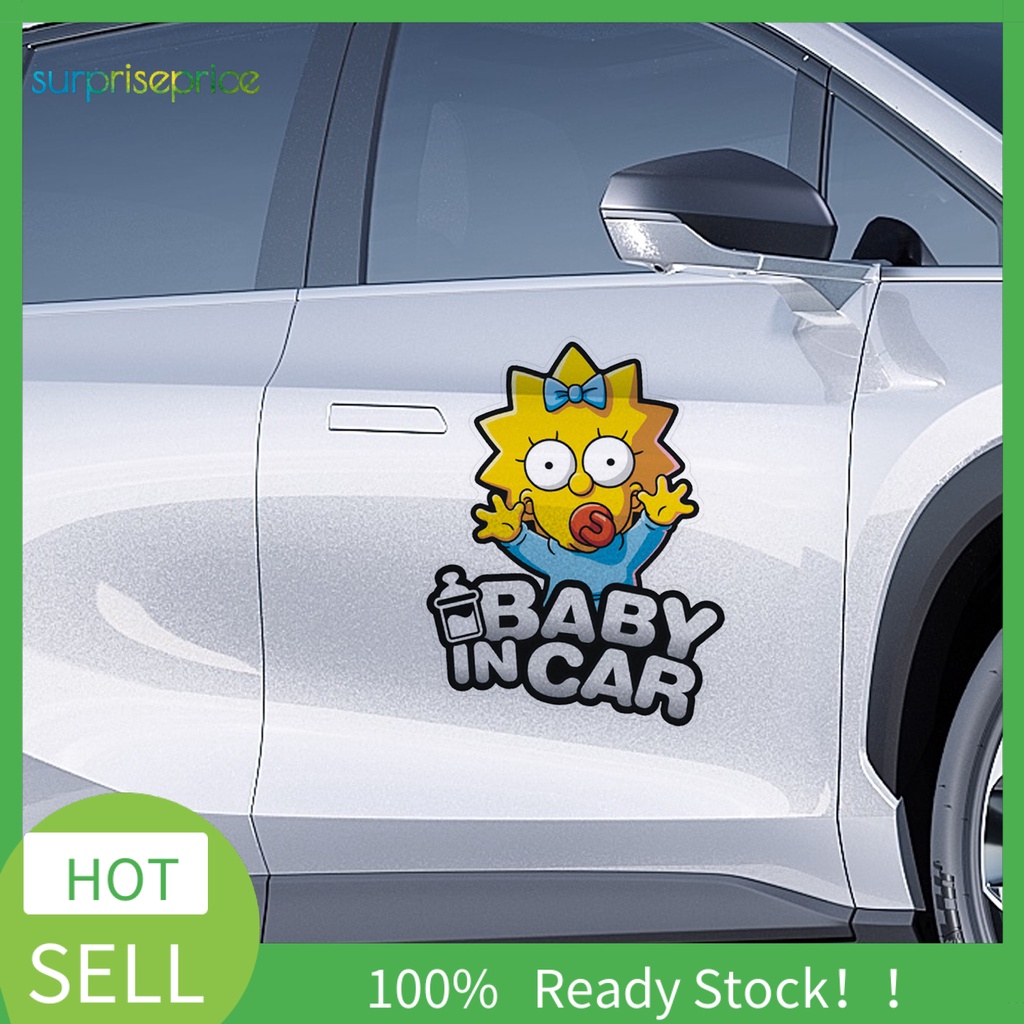 (Bất Ngờ) Đề Can Dán Xe Hơi Tự Dính Phản Quang Chống Thấm Nước Thân Thiện Với Môi Trường Hình Hoạt Hình Baby in Car