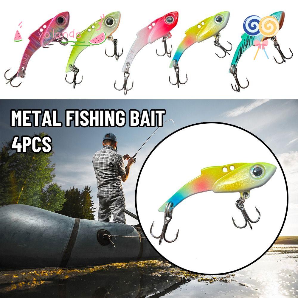 YOLA Set 4 Mồi Giả Nhử Cá Bằng Kim Loại Gắn Kèm Móc Câu
