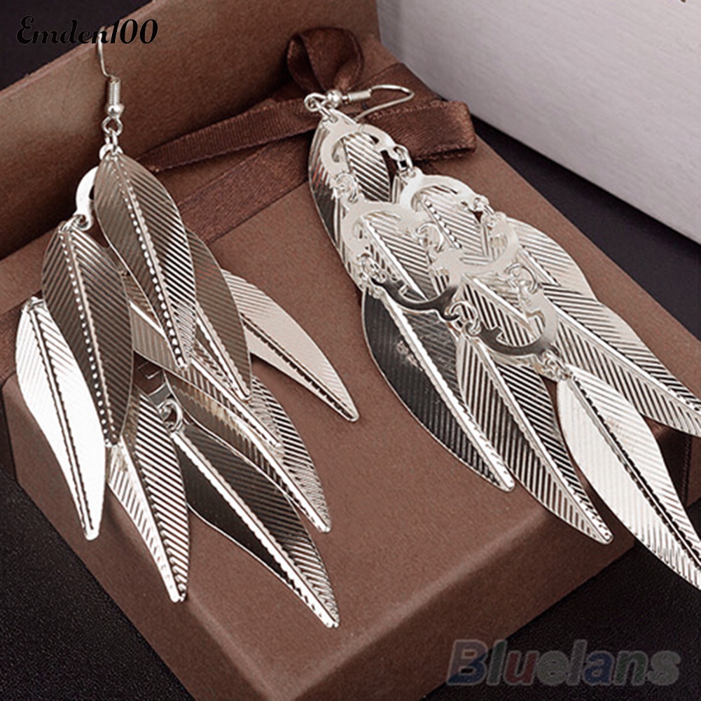 [EMDEN] Bông Tai Móc Dáng Dài Hình Chiếc Lá Nhiều Lớp Phong Cách Baroque Cổ Điển Cho Nữ