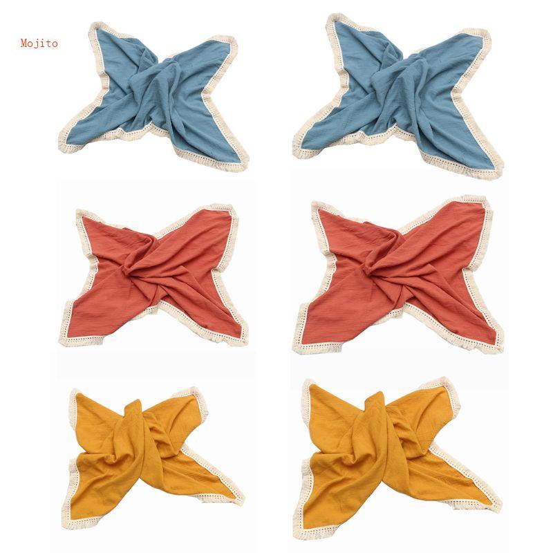 Chăn Quấn Em Bé Bằng Cotton Phối Tua Rua Hai Lớp Dùng Làm Đạo Cụ Chụp Ảnh