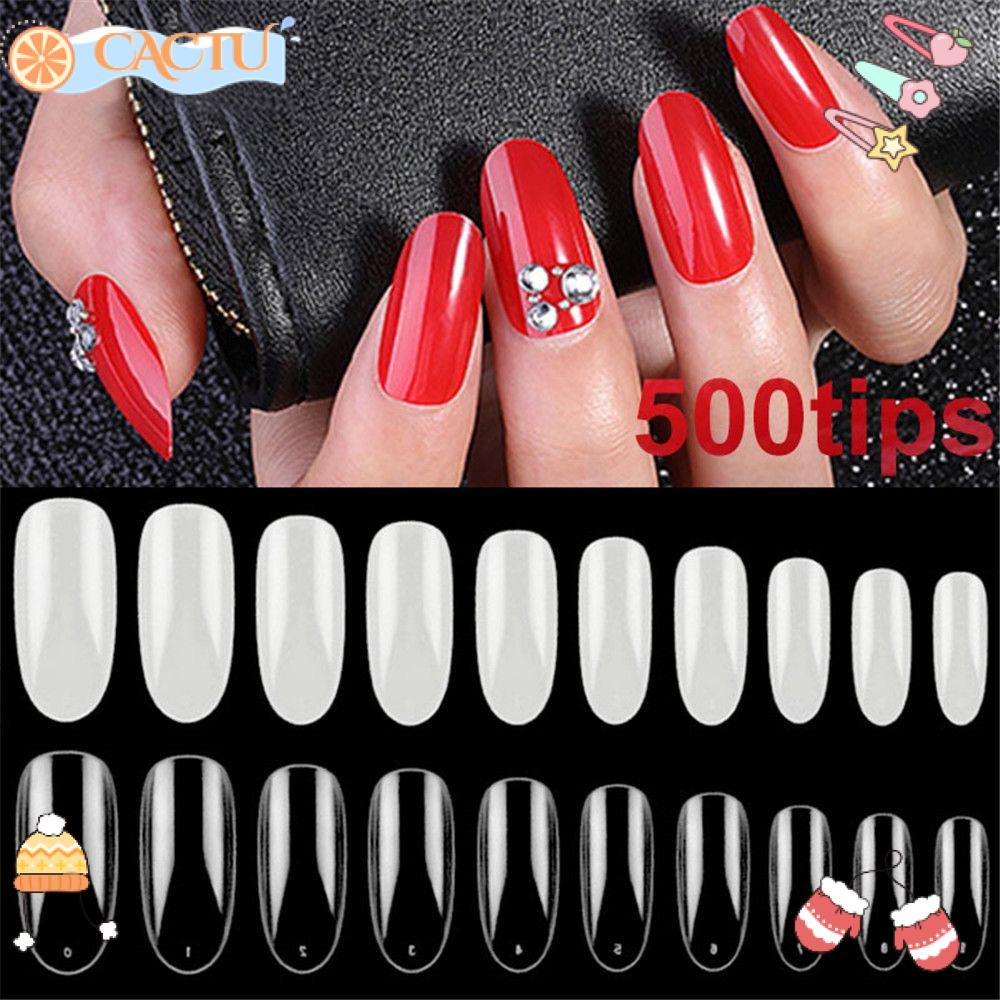 CACTU Bộ 500 Móng Tay Giả Che Phủ Toàn Diện Màu Sắc Tự Nhiên Phong Cách Pháp