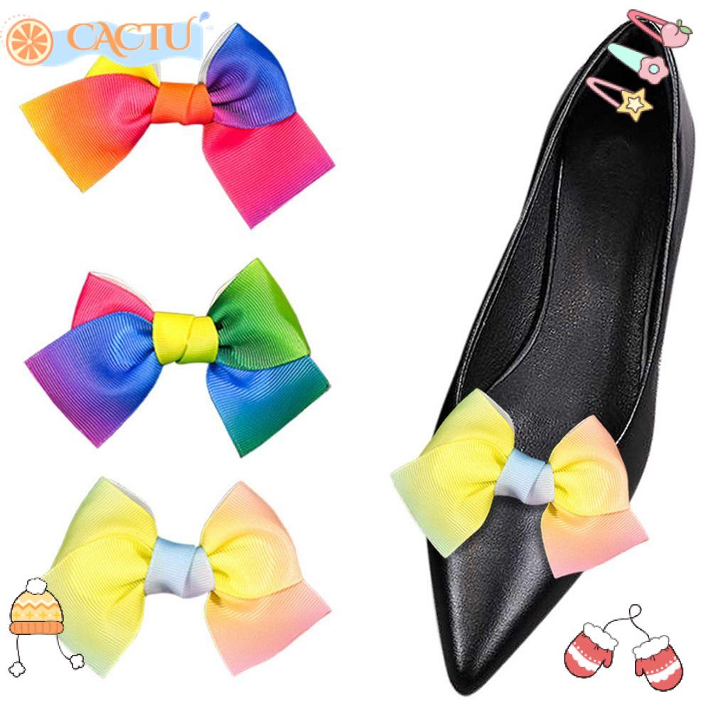 CACTU Set 2 Kẹp Giày Đính Nơ Bằng Satin Có Thể Tháo Rời