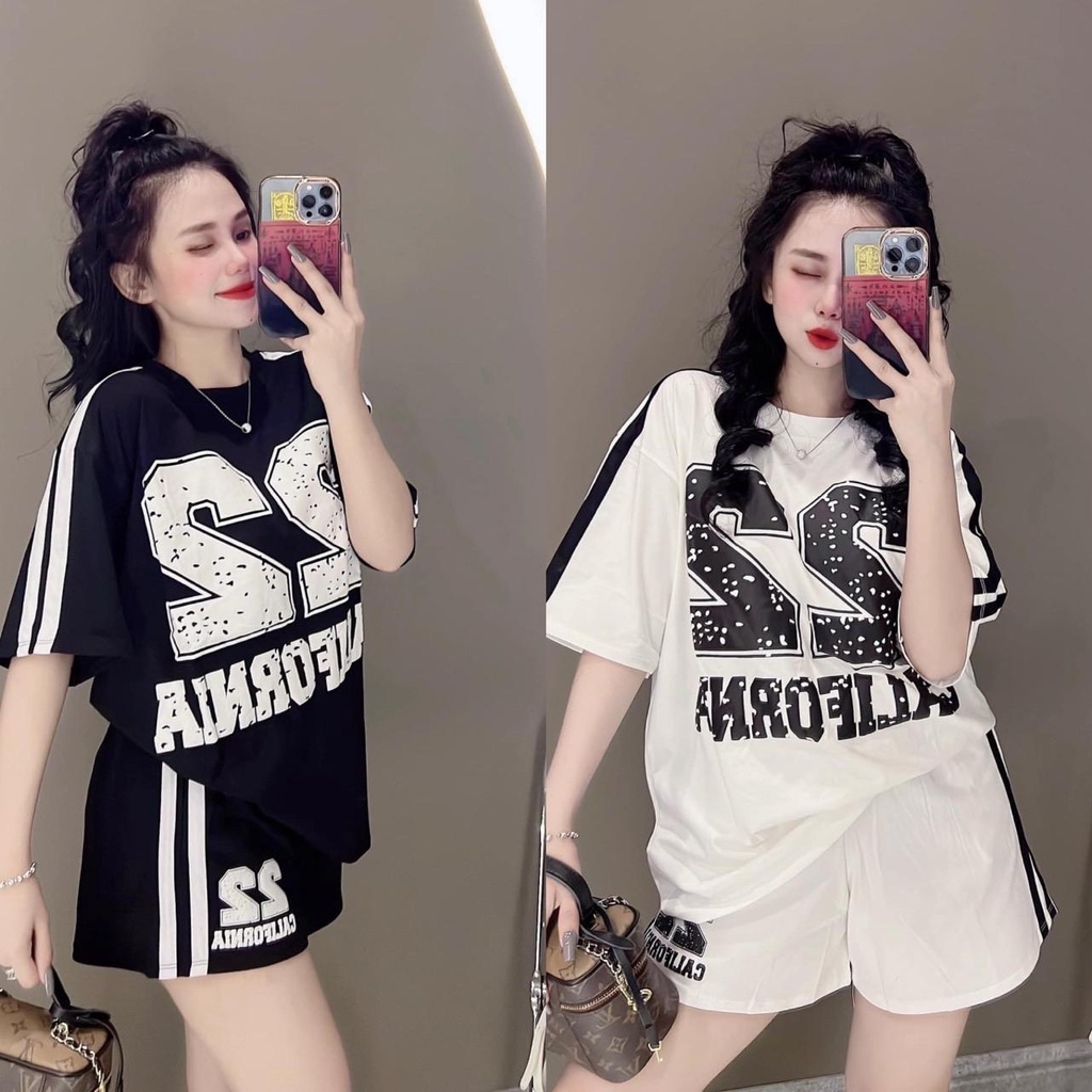 Set đùi áo phông số 22 cotton quần thể thao ( SDAP005S22 ) Lucie16 - Cái Tiệm Đồ Bộ