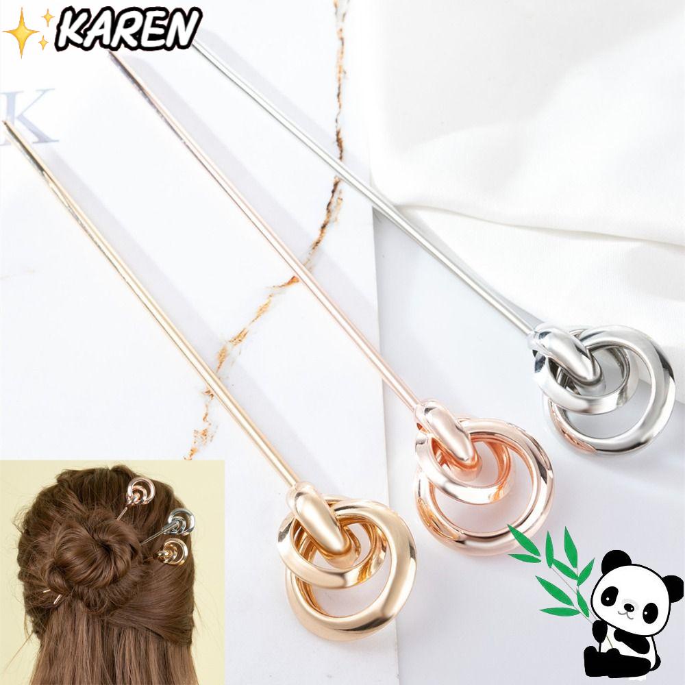 KAREN Trâm Cài Tóc Kim Loại Màu Sắc Sáng Tạo Cho Nữ