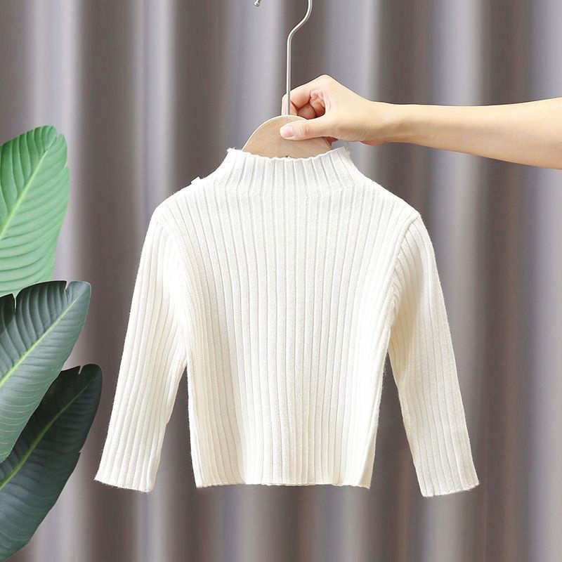 Áo Sweater Cổ Cao Màu Sắc Đơn Giản Thời Trang Xuân Thu Cho Bé