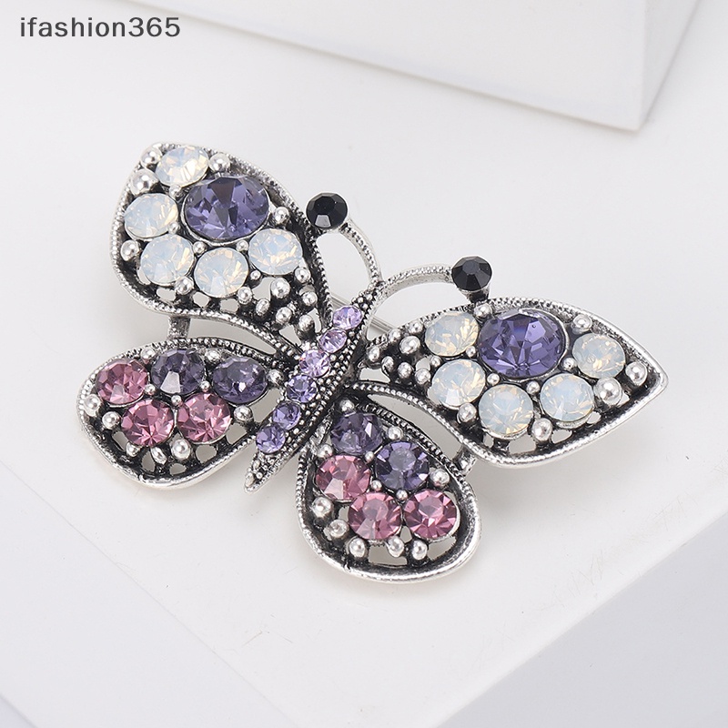 Ghim Cài Áo Hình Bướm Đính Đá Phong Cách Vintage Thời Trang Cho Nữ ifashion365
