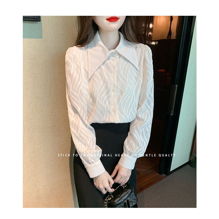 Áo Sơ Mi Chiffon Tay Dài Dáng Rộng Phong Cách Hàn Quốc Thời Trang Mới Cho Nữ