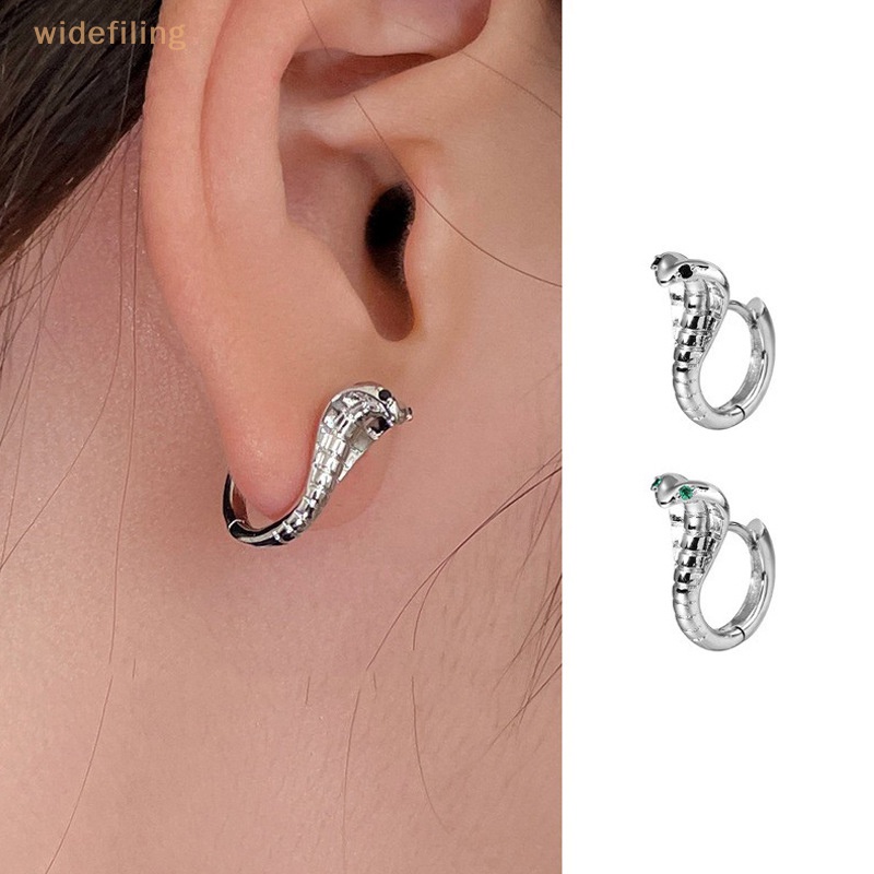 Bông Tai Hình Rắn Đính Đá Zircon Màu Xanh Lá Cây Phong Cách Hip Hop Thời Trang Cho Nam Và Nữ