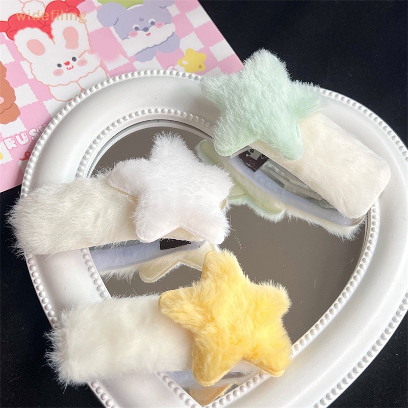 1 Kẹp Tóc Hình Ngôi Sao Phối Lông Dễ Thương Y2k