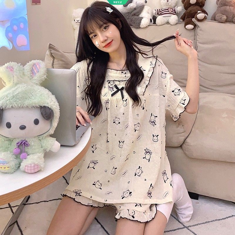 Bộ Đồ Ngủ Công Chúa Mùa Hè 2023 Pachacco Kuromi Diềm Xếp Nếp Dễ Thương Thoải Mái Cho Nữ