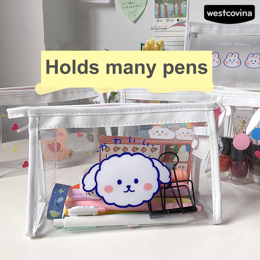 [WSTN]✎Túi Đựng Bút Bằng PVC Trong Suốt Chống Bụi Sức Chứa Lớn In Họa Tiết Hoạt Hình