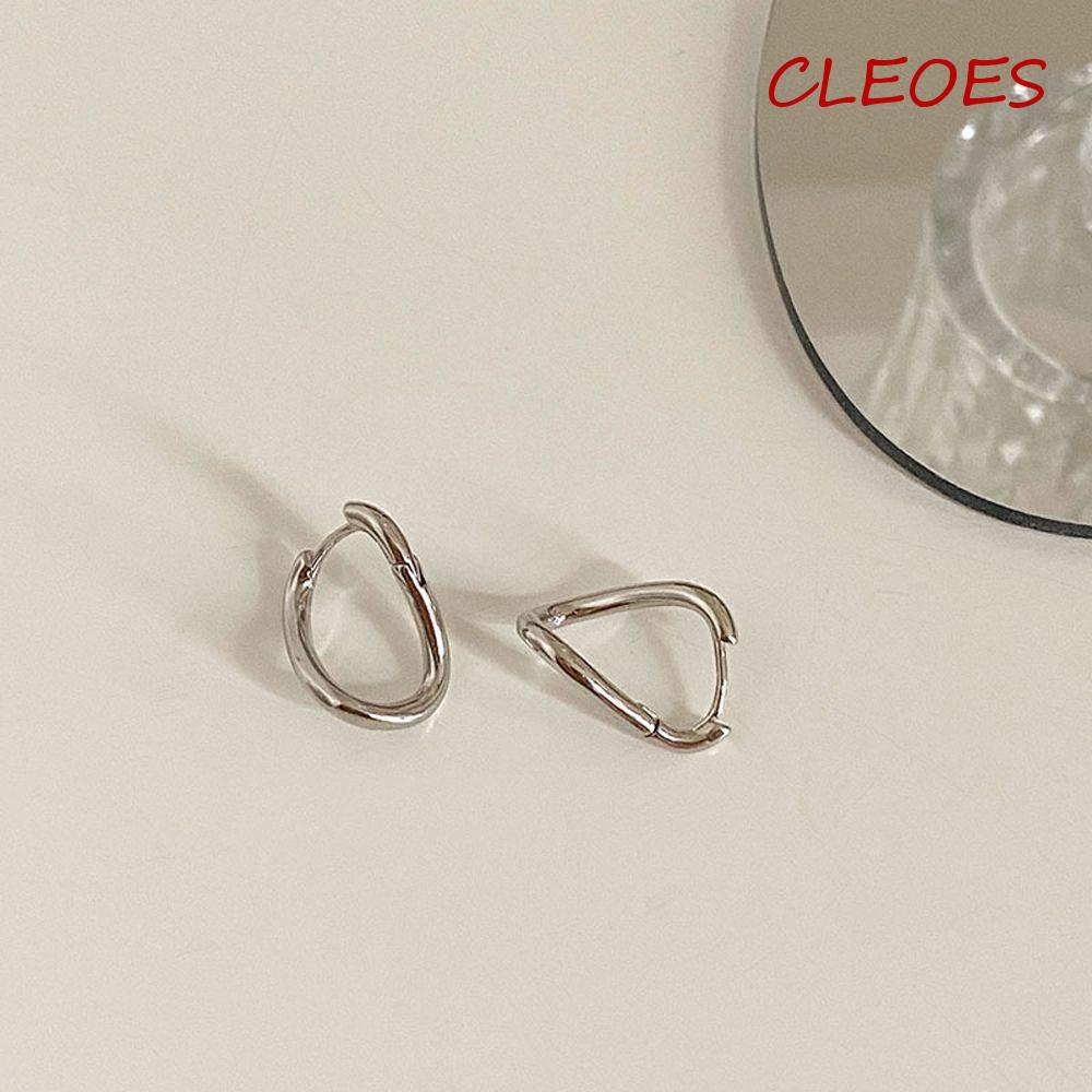 CLEOES Bông Tai Mạ Bạc Kiểu Xoắn Đơn Giản Thời Trang Cho Nữ