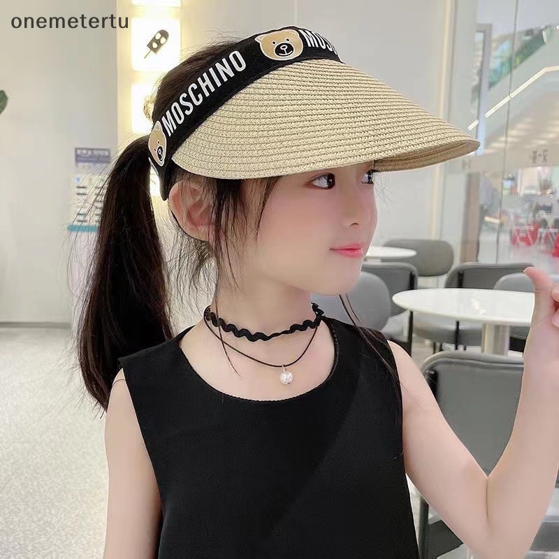 Mũ Cói Vành Rộng Hở Chóp Chống Nắng Thời Trang Mùa Hè Dễ Thương Cho Bé 2-8 Tuổi