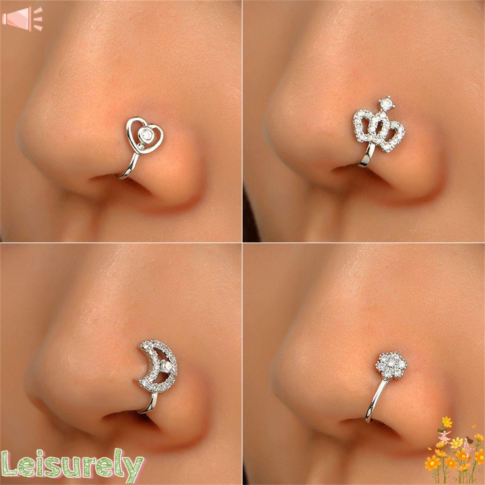 LEILY Khuyên Mũi Dạng Kẹp Đính Đá Pha Lê Phong Cách Châu Phi Thời Trang