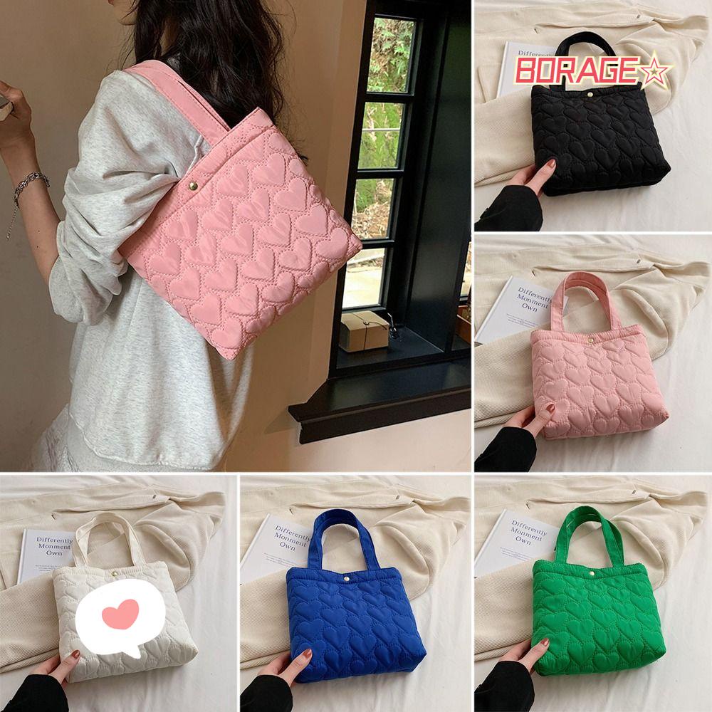 BORAG Túi Tote Cotton Màu Trơn Sức Chứa Lớn Có Tay Cầm Thời Trang Cho Nữ
