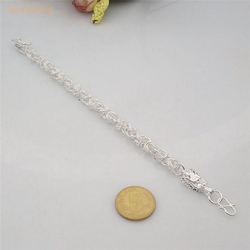 Vòng Tay Mạ Bạc Hình Rồng Cá Tính Thời Trang Cho Nam